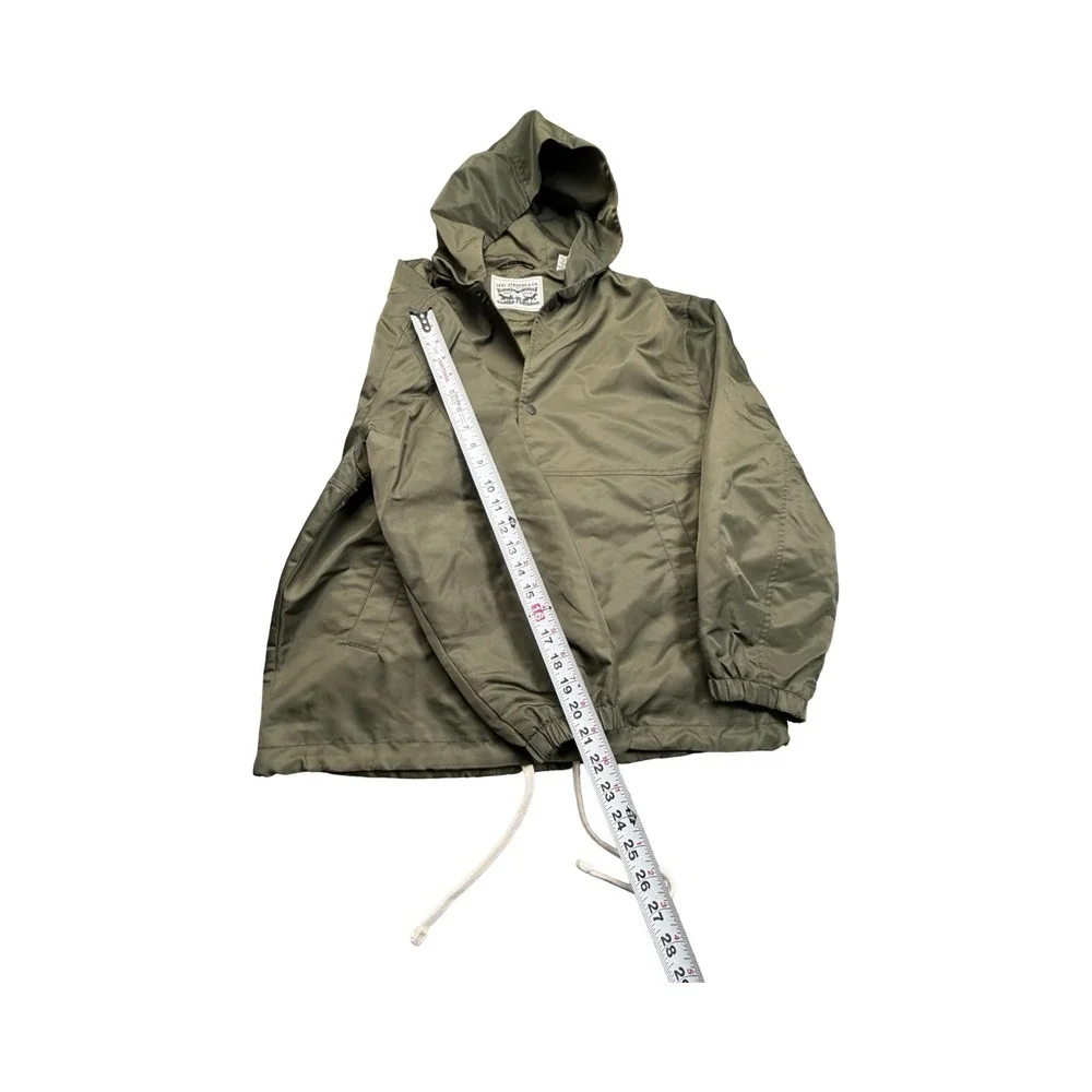 Levi Strauss & Co Windbreaker Men M Olive Hooded Coach Jacket Graphic Proto Type